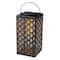 Glitzhome® 11" LED Black Square Textured Glass Solar Powered Hanging Lantern